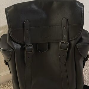Coach Black Leather Hitch Backpack
